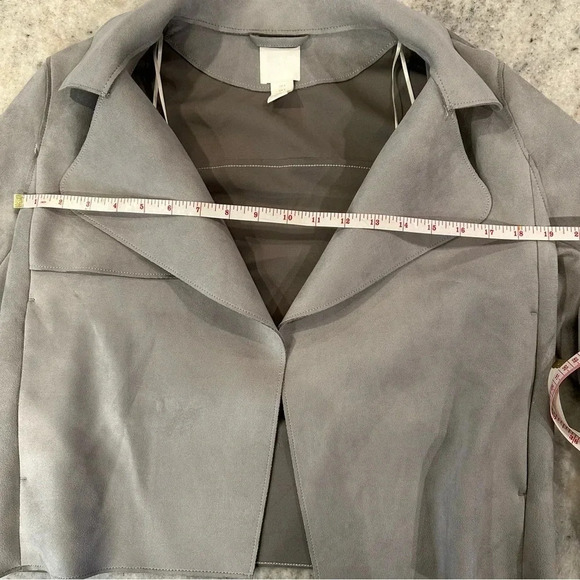 H&M Faux Suede Pocket Zippered Sleeve Gray Moto Jacket Size 4 - Picture 5 of 12